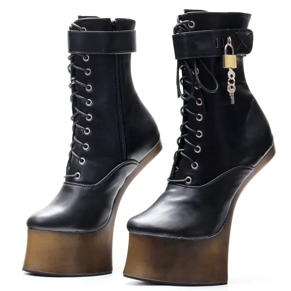 18cm Super High Heel Donkey Hoof Fancy Ankle Boots - DanaFashionstore