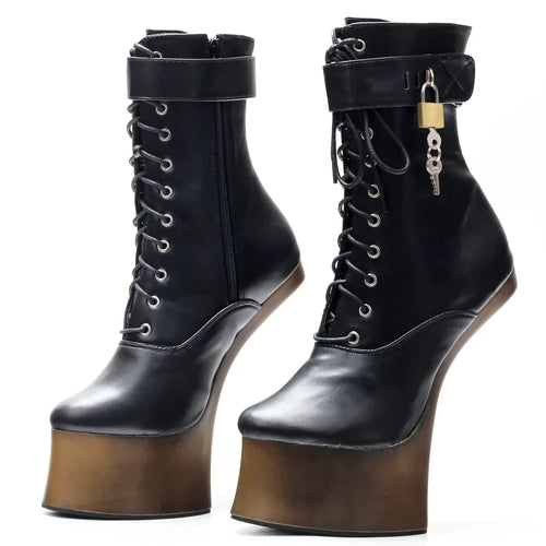 18cm Super High Heel Donkey Hoof Fancy Ankle Boots - DanaFashionstore