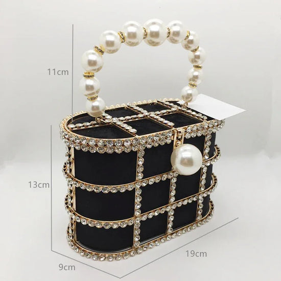 Hollow Pearl Buckle Birdcage Clutch - DanaFashionstore