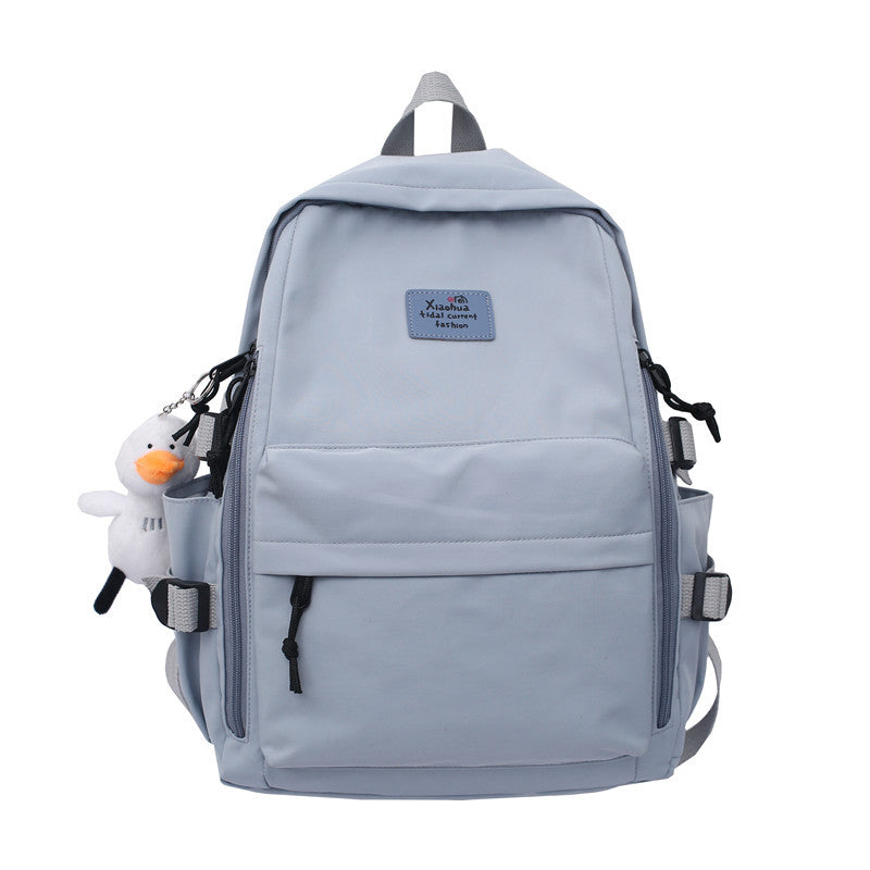 School Season New Fashion Backpack Fresh Middle School Students Korean Casual Solid Color Backpack