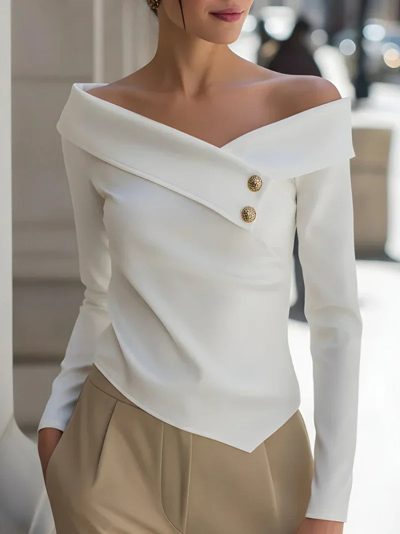 Autumn Elegant Women's Off-Shoulder Long Sleeve Shirt - DanaFashionstore