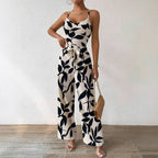 Floral Print Elastic Waist Jumpsuit 2026 - Belt Casual Jumpsuit - DanaFashionstore