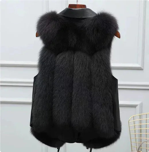 Fur Vest Short Coat 2026 - Patchwork Fox Fur Jacket Women's Warm Vest - DanaFashionstore