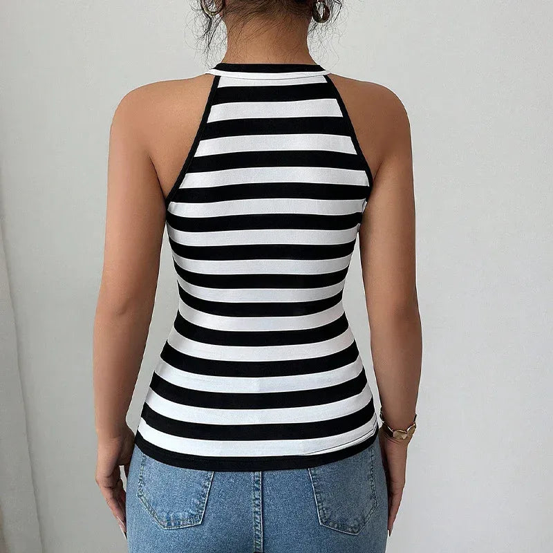 Striped Sleeveless Vest Female All-matching Jumper - DanaFashionstore