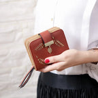 New Korean Women's Wallet Short Hollow Clutch Bag Leaf Zipper Buckle Bills Card Pack - DanaFashionstore
