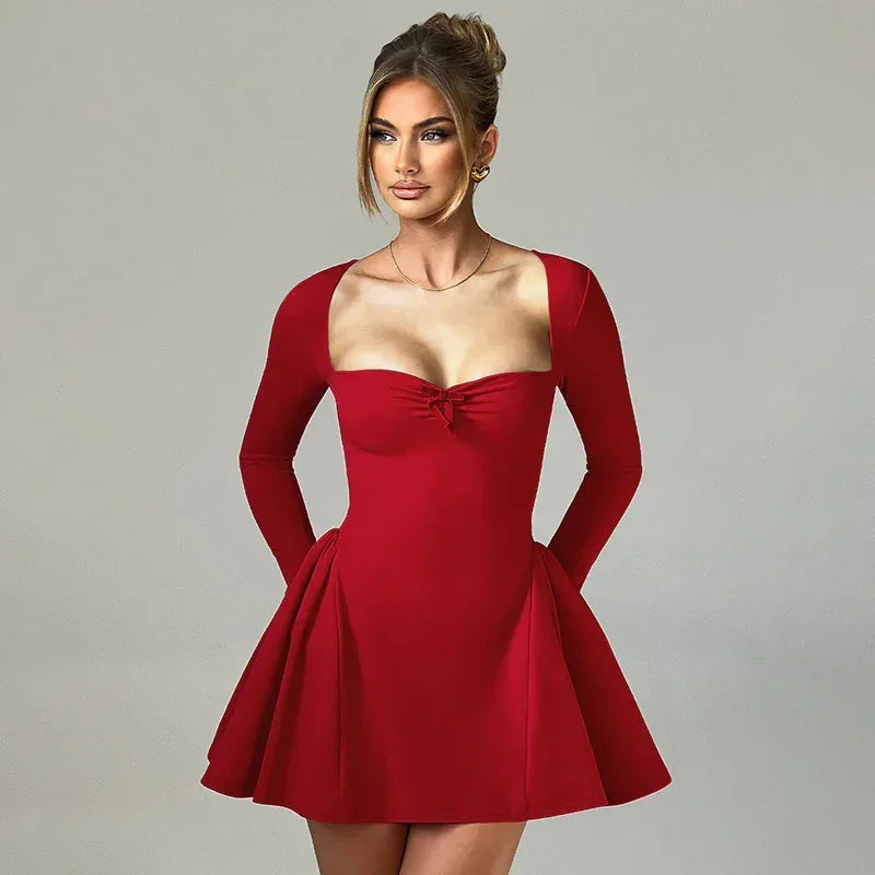 Socialite Elegant Bubble Sleeve Dress 2026 - Fitted Waist Slim Dress - DanaFashionstore
