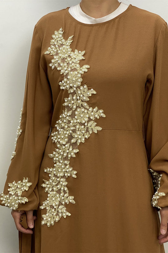 Fashion Lace Beaded Muslim Dress Women