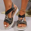 Plus Size Women's Metal Buckle Decorative Hemp Rope Sandals - DanaFashionstore