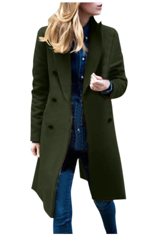 Medium length large woolen overcoat for women