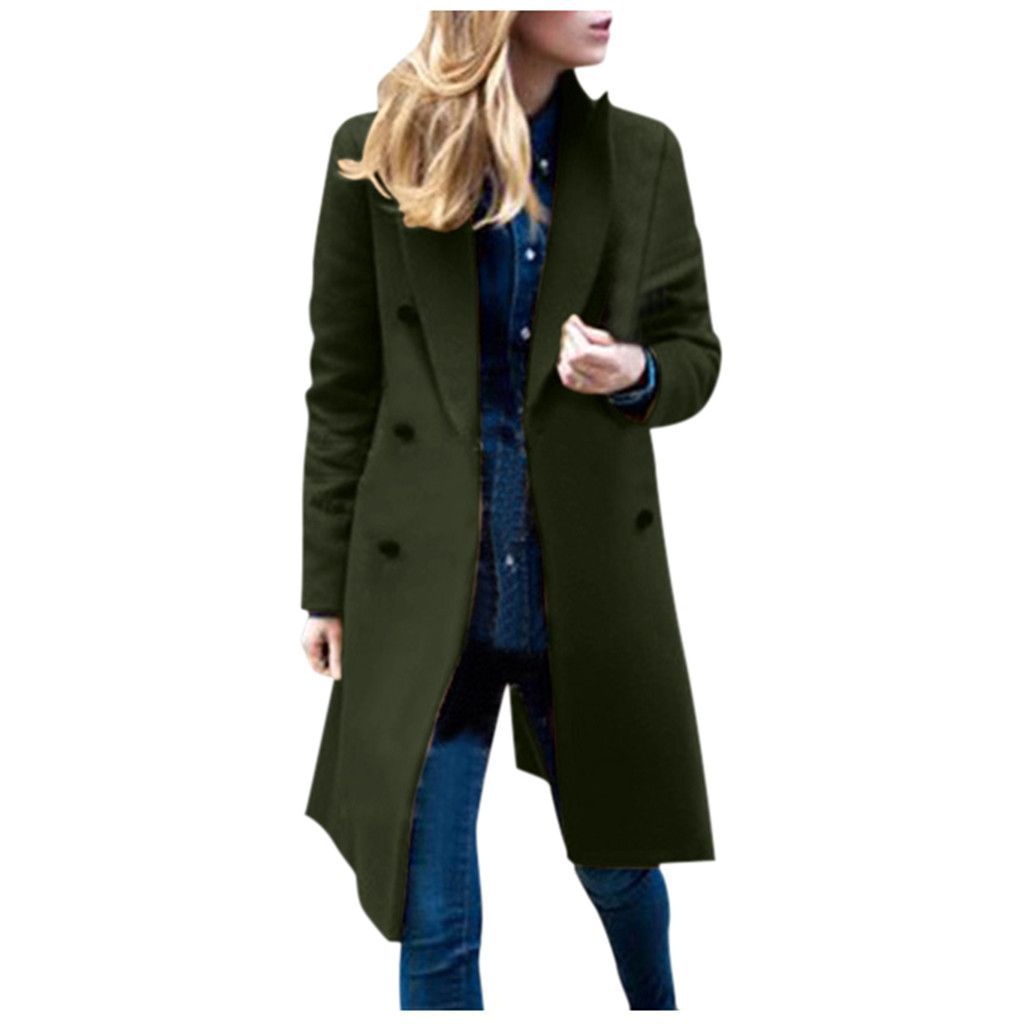Medium length large woolen overcoat for women