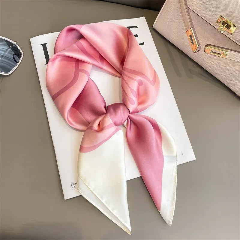 Artificial Silk Striped High-grade Korean Style Stylish Beach Arm Bag Silk Scarf - DanaFashionstore