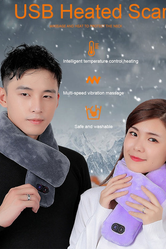 Women Men Soft Temperature Control Pain Relief Cervical Massage Shoulder Neck Wrap USB Heated Scarf Shawl Washable Winter Warm