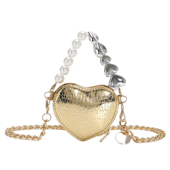 Mini Love-shape Pearls Handbag Fashion Cute Chain Lipstick Bag Women's Bright Candy Color Shoulder Messenger Bag - DanaFashionstore