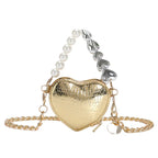 Mini Love-shape Pearls Handbag Fashion Cute Chain Lipstick Bag Women's Bright Candy Color Shoulder Messenger Bag - DanaFashionstore