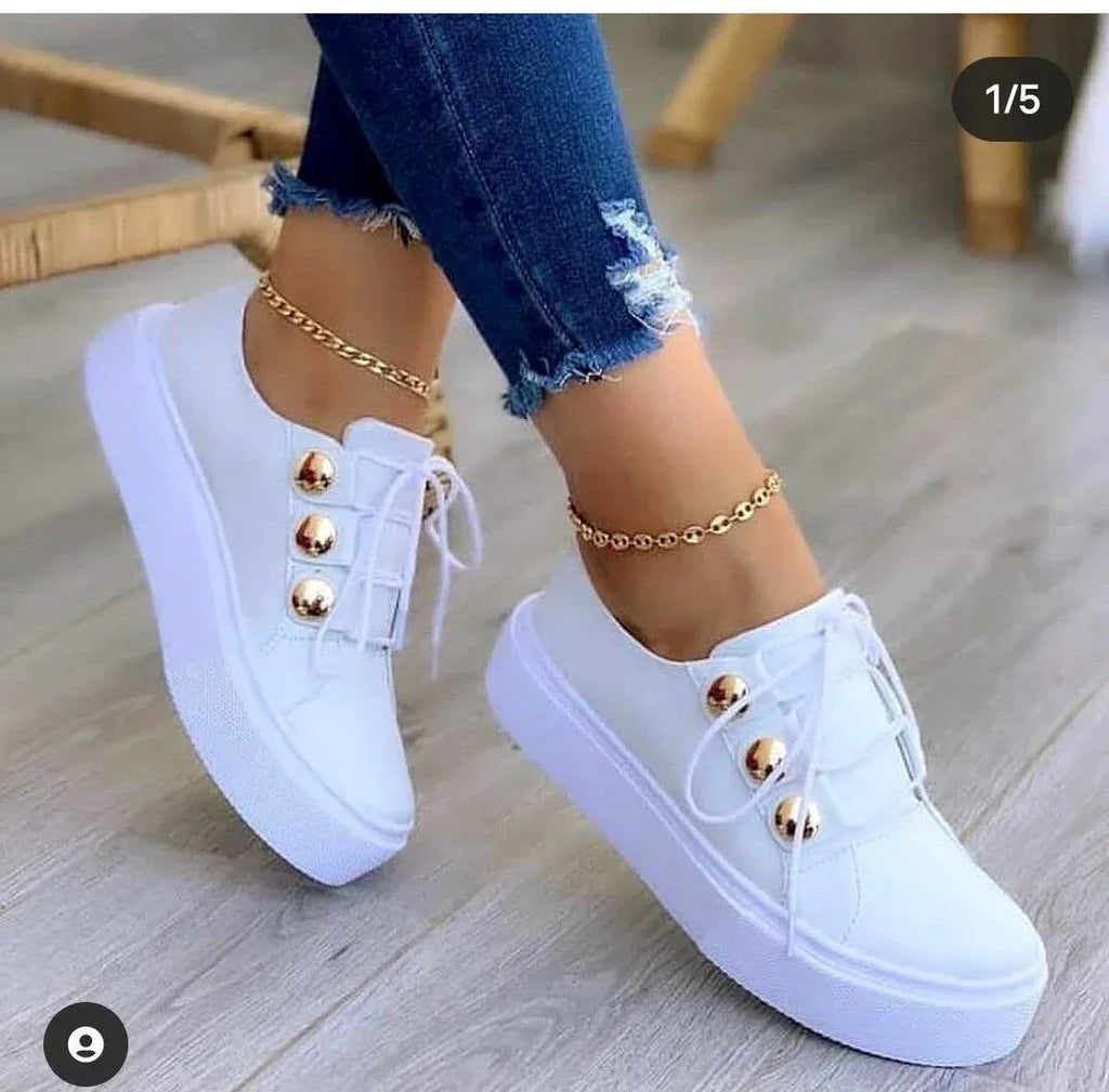One-foot Square-toe Loafers White Shoes Soft Platform Platform - DanaFashionstore