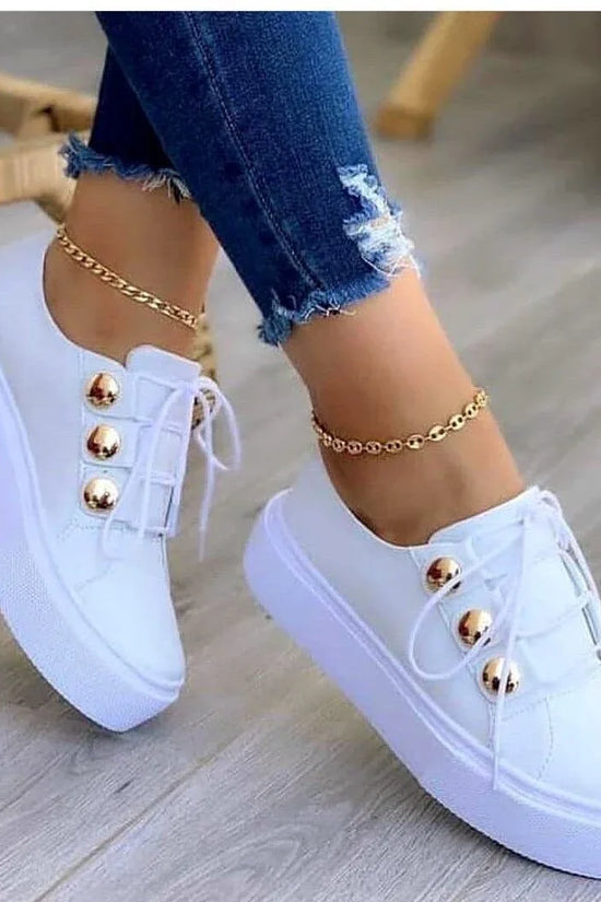 One-foot Square-toe Loafers White Shoes Soft Platform Platform - DanaFashionstore