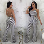 Striped slim-fit jumpsuit women - DanaFashionstore
