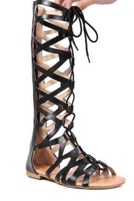 Rome size code cool boots flat cross straps boots high tube hollow strap