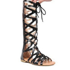 Rome size code cool boots flat cross straps boots high tube hollow strap - DanaFashionstore