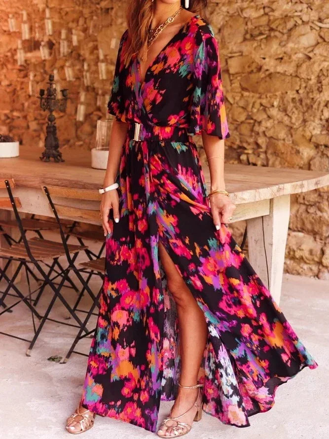 Graceful Printed Cinched Dress Women 2026 - Slimming Mid-Length Dress - DanaFashionstore