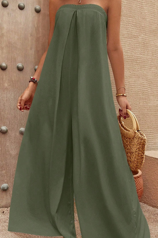 Solid Wide Leg Tube Jumpsuit