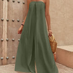 Solid Wide Leg Tube Jumpsuit 2026 - Casual Strapless Jumpsuit - DanaFashionstore
