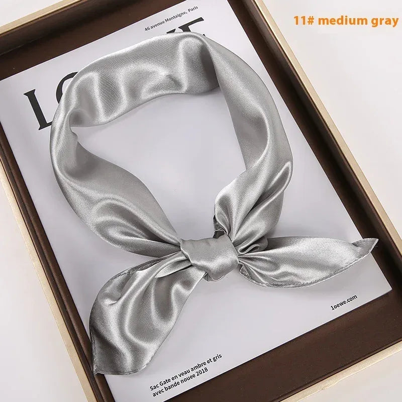 Solid Color Square Scarf Artificial Silk Small Square Towel - DanaFashionstore