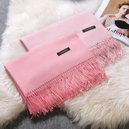 And Winter New Ladies Shawl Monochrome Cashmere Variety Warm Classic Scarf Scarf Scarf - DanaFashionstore