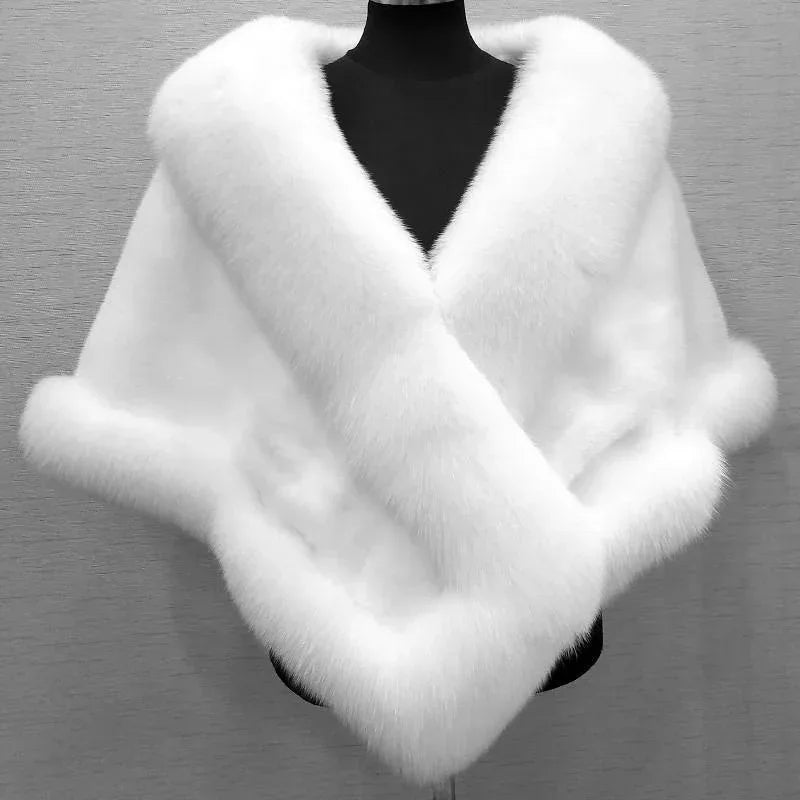 Imitated Mink Fox Fur Cape Coat Plus-sized Dress Shawl - DanaFashionstore