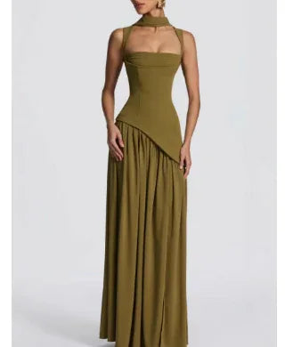 Fashion Sexy Backless Tube Top Pure Color Split Dress - DanaFashionstore