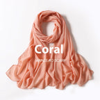 Pure Color Pearl Chiffon Scarf Headcloth Veil Chiffon Scarf - DanaFashionstore