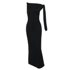 One-shoulder Ribbon Long Dress Ins Fashion Slim Sleeveless Dresses For Evening Party Club Clothing Women - DanaFashionstore