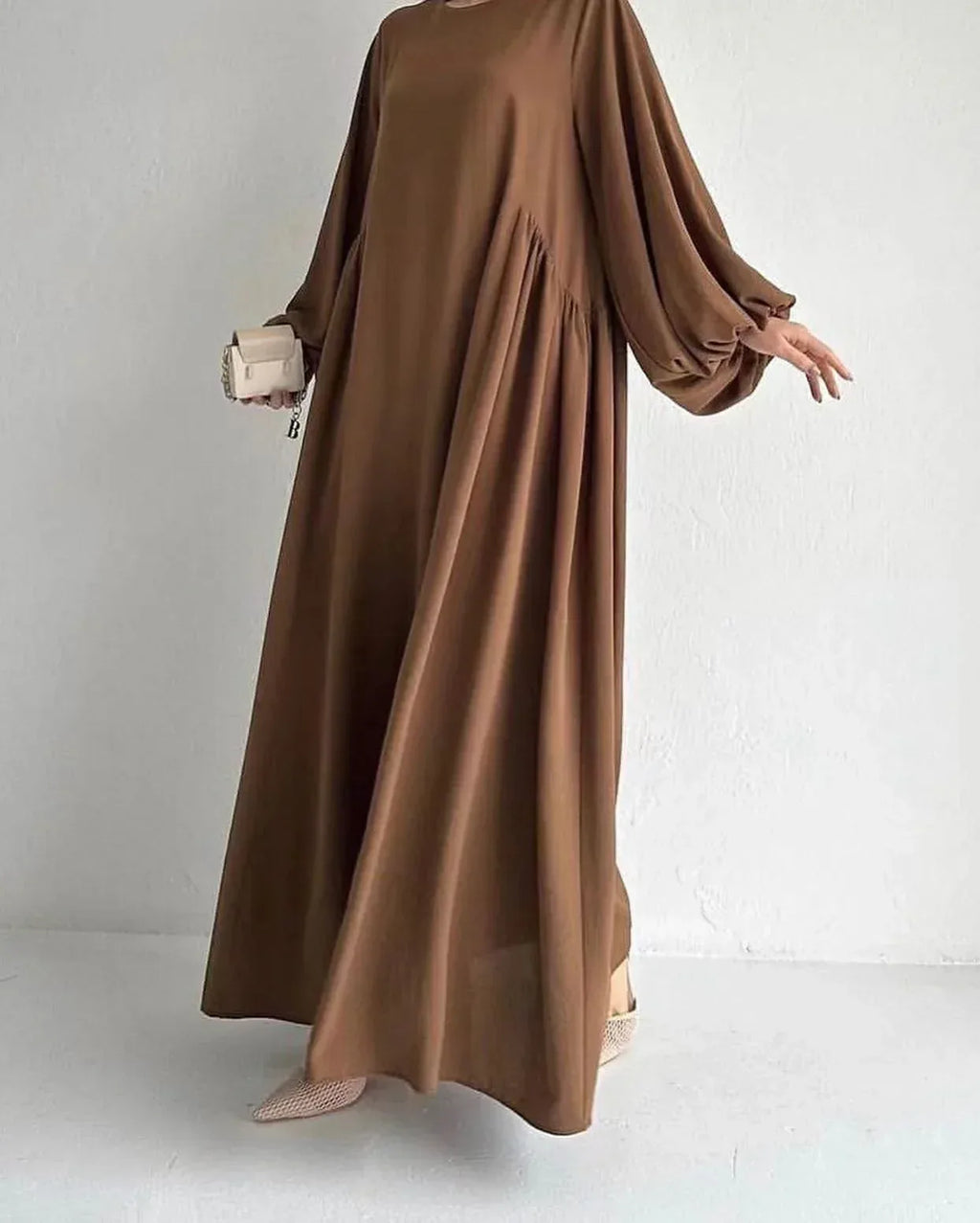 Muslim Women's Solid Color Pullover Dress - Elegant Fashion Loose Fit Modest Dress - DanaFashionstore