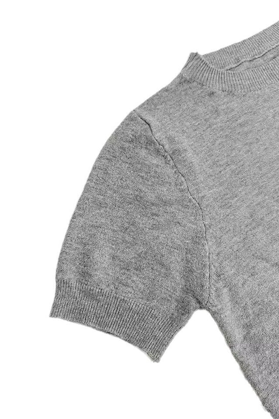 Simple Niche Round Neck Solid Color French Short Sleeve Sweater Sweater