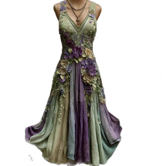 Womens Loose-fitting Dress With A Creative Pattern Sleeveless Dress