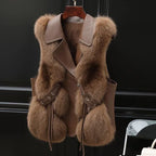 Fur Vest Short Coat 2026 - Patchwork Fox Fur Jacket Women's Warm Vest - DanaFashionstore