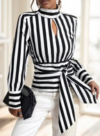 Ladies' Striped Long-sleeved Top - DanaFashionstore