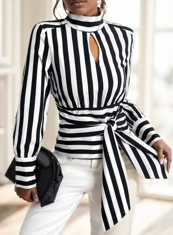 Ladies' Striped Long-sleeved Top - DanaFashionstore