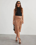 Women's Split Mid-length Hot Girl Leather Hip Skirt - DanaFashionstore