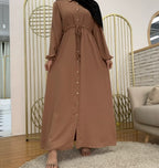 Collared Cardigan, Full-button Fitted Long Dress