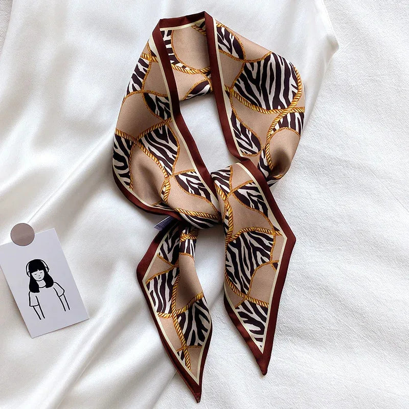 Narrow Long Strip Small Silk Scarf Women Fashion Leopard Pattern - DanaFashionstore