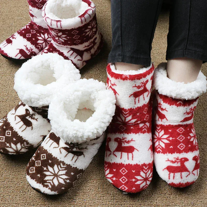 Christmas Elk Floor Shoes Indoor Socks Shoes Warm Plush House Slippers - DanaFashionstore