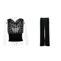Polka Dots Print Oblique Shoulder Tops Summer Patchwork Chiffon Crop Top Women Sexy Sleeveless Lace Up Backless Blouse Casual Streetwear Tee - DanaFashionstore