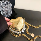 Mini Love-shape Pearls Handbag Fashion Cute Chain Lipstick Bag Women's Bright Candy Color Shoulder Messenger Bag - DanaFashionstore