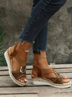 Women's Thick Sole Hemp Rope Platform Roman Sandals - DanaFashionstore