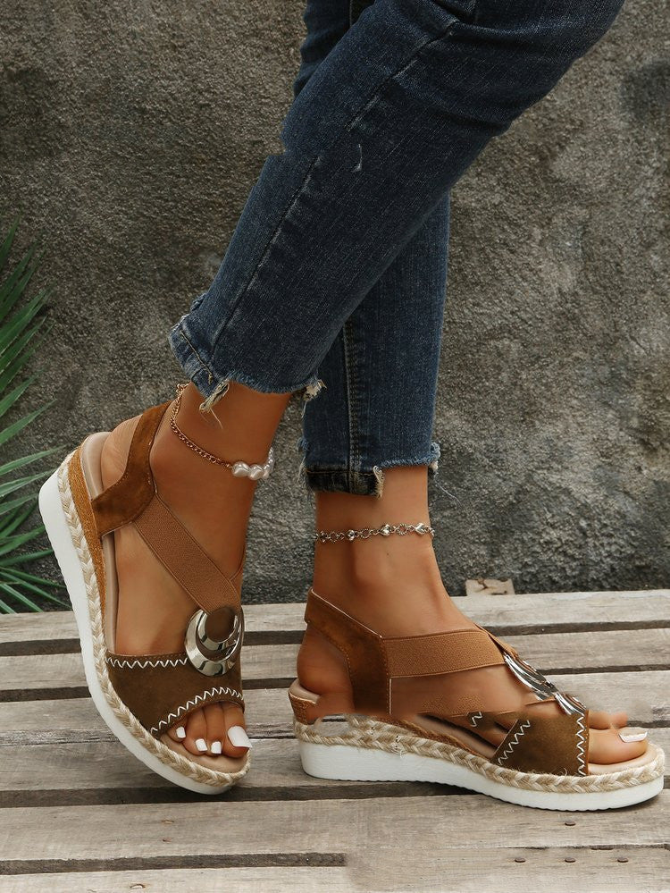 Women's Thick Sole Hemp Rope Platform Roman Sandals