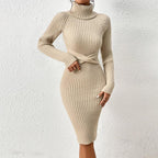 Autumn And Winter Outfit High-neck Slim-fit Sweater Dress - DanaFashionstore