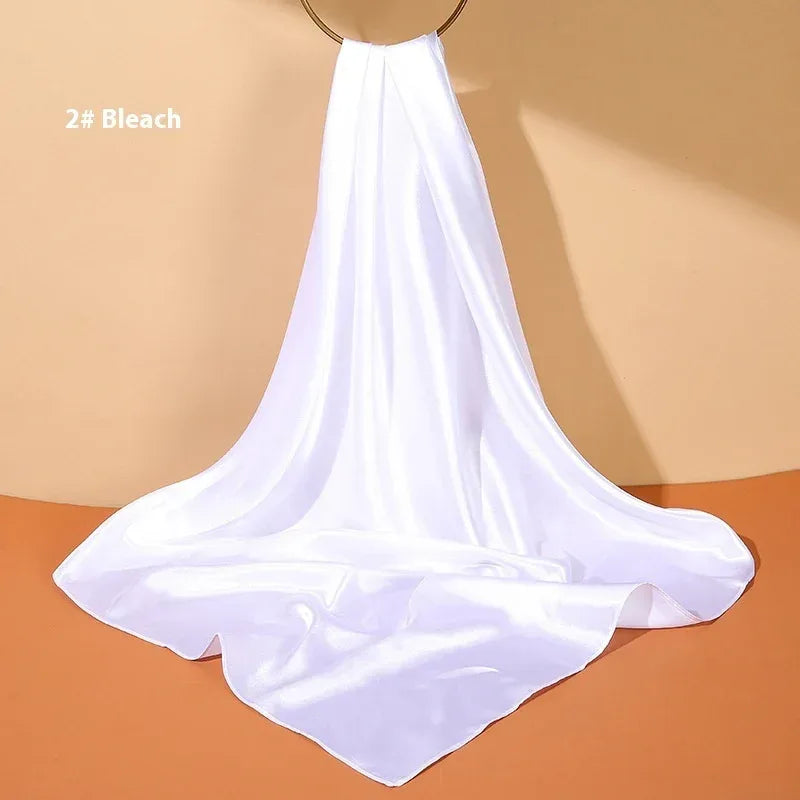 Pure Color Silk Scarf Artificial Silk 90cm Shiny Satin Shawl - DanaFashionstore