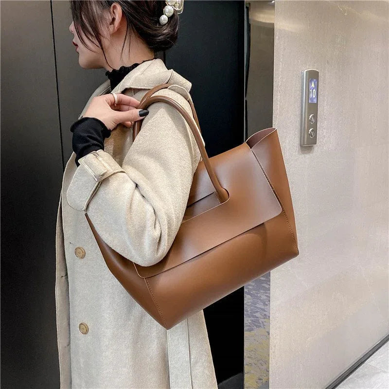 Fashion Women Shoulder Bags Large Capacity Handbags Simple Retro Tote Bags Solid Color Famous Brand High Quality Bags - DanaFashionstore