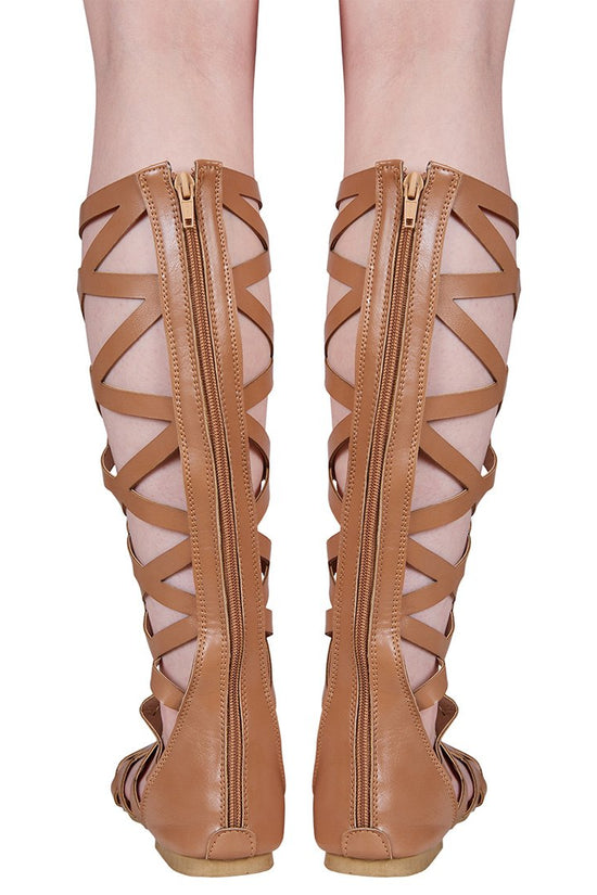 Rome size code cool boots flat cross straps boots high tube hollow strap